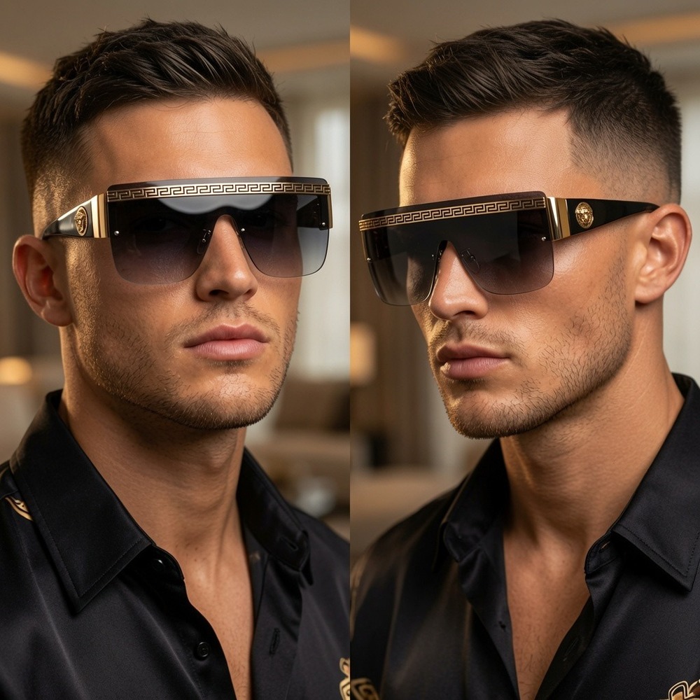 Mens Shield Sunglasses Retro, Luxury Style, Designer Inspired, Big Frames LENTES